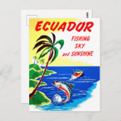 エクアドル、魚釣りとサンシャイン、ヴィンテージ旅行 ポストカード (正面/裏面)