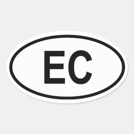 エクアドル「EC」 楕円形シール (正面)
