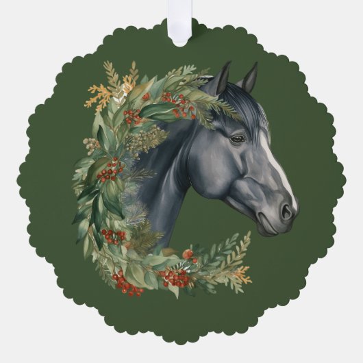 エクエストリアンフェスティバルクリスマスリースホースホリデー オーナメントカード (正面)