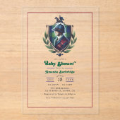 エクエストリアンポロクレストラグジュアリー名門私立校風のベビーシャワー アクリル招待状 (正面)