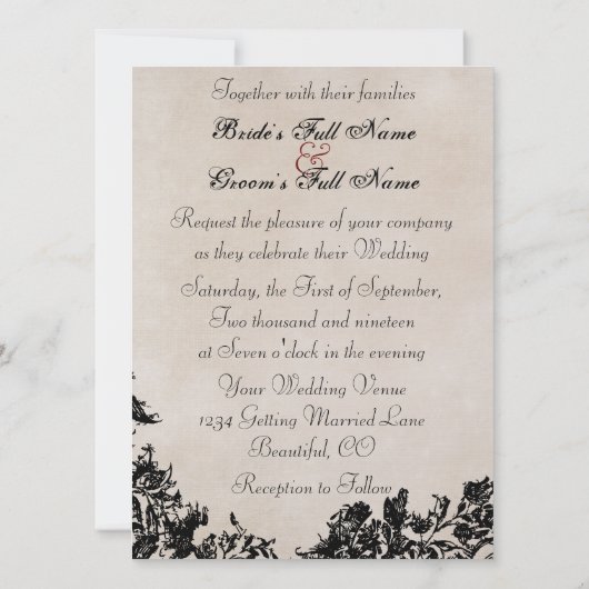 エクエストリアンヴィンテージスタイルホース結婚式招待状 招待状 (裏面)