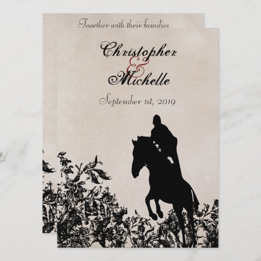 エクエストリアンヴィンテージスタイルホース結婚式招待状 招待状 (正面/裏面)