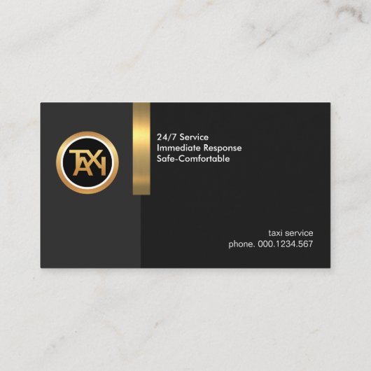エクサイエレガントトブラック金ゴールドストライプタクシー運転手 名刺 (裏面)