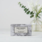 エクサイトグレーマーブルテクスチャ建物請負業者 名刺 (スタンド正面)