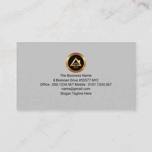 エクサイトグレーマーブルテクスチャ建物請負業者 名刺 (裏面)