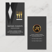 エクサイトタキシードウェイタースーツ金ゴールドカトラリー 名刺 (正面/裏面)