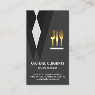 エクサイトタキシードウェイタースーツ金ゴールドカトラリー 名刺