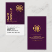 エクサイトパープルグランジ金ゴールドカトレリーケータリング 名刺 (正面/裏面)