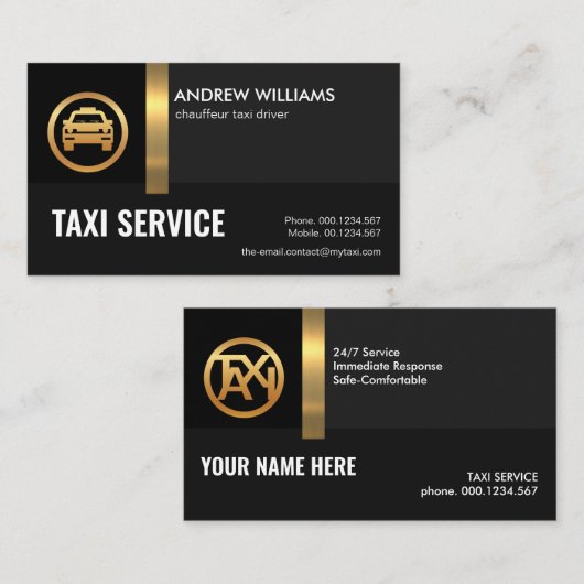 エクサイトブラックシェーズ金ゴールドストライプタクシードライバー 名刺 (正面/裏面)