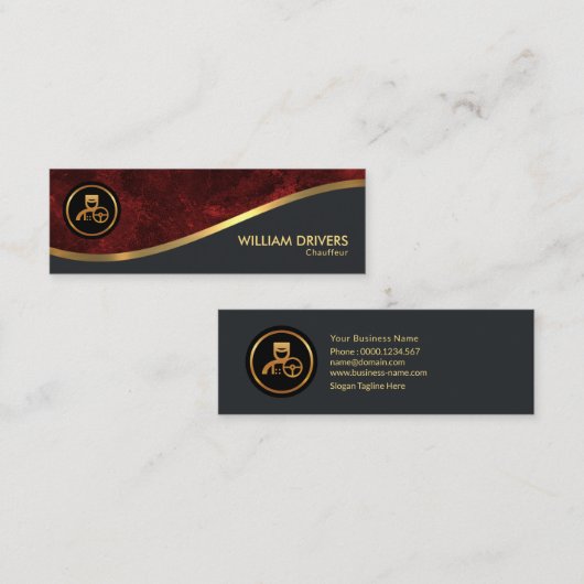 エクサイト金ゴールドウェーブレッドグランジ運転手 スキニー名刺 (正面/裏面)