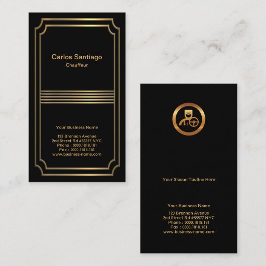 エクサイト金ゴールド写真フレームモダンチャフー 名刺 (正面/裏面)