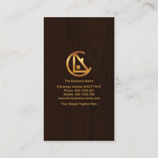 エクサイト金ゴールド建物ウッドグレンハンディマン 名刺 (裏面)