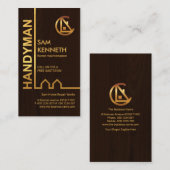 エクサイト金ゴールド建物ウッドグレンハンディマン 名刺 (正面/裏面)