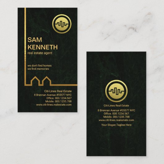 エクサイト金ゴールド建物ライングリーングランジ不動産仲介業者 名刺 (正面/裏面)