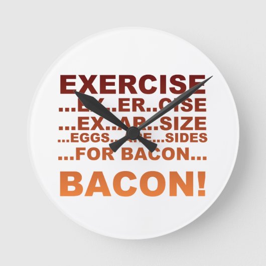 エクササイズのベーコン ラウンド壁時計 (正面)