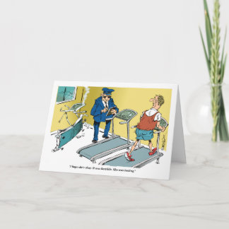 エクササイズの間の漫画のトレッドミルの事故 カード