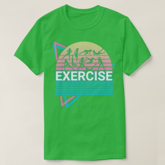 エクササイズトレーニングフィットネスレトロ Tシャツ (デザイン正面)