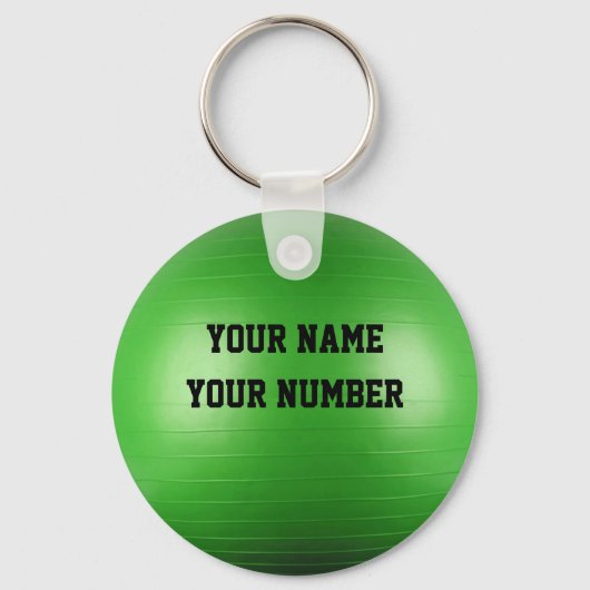 エクササイズボールキーチェーンIDラベルお名前&番号 キーホルダー (正面)