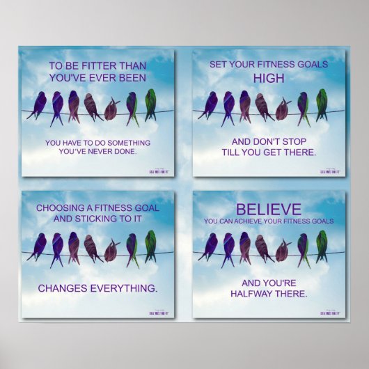 エクササイズ引用文とBirds and Sky Collage 2 ポスター (正面)