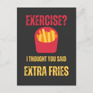 エクササイズ考えはExtra Friesのおもしろい文字 ポストカード