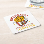 エクササイズ考えはExtra Fries スクエアペーパーコースター (アングル)