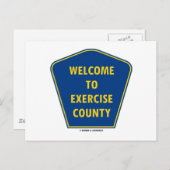 エクササイズ郡へようこそ (郡の標識ユーモア) ポストカード (正面/裏面)