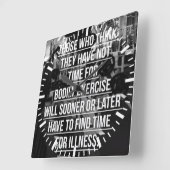 エクササイズ-トレーニング やる気を起こさせる スクエア壁時計 (傾斜)