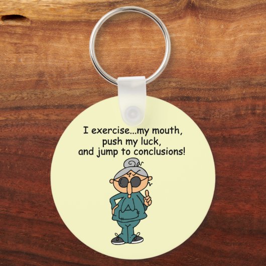 エクササイズ、押し、ジャンプのユーモア キーホルダー (正面)