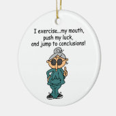 エクササイズ、押し、ジャンプのユーモア セラミックオーナメント (左)