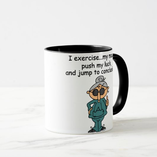 エクササイズ、押し、ジャンプのユーモア マグカップ (正面右)