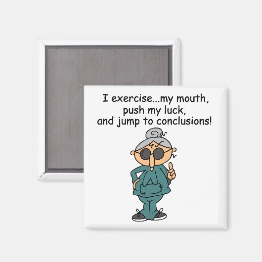 エクササイズ、押し、ジャンプのユーモア マグネット (正面/裏面)
