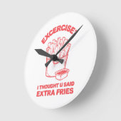 エクササイズ I thought u said extra fries - フライドポテト大好き ラウンド壁時計 (傾斜)