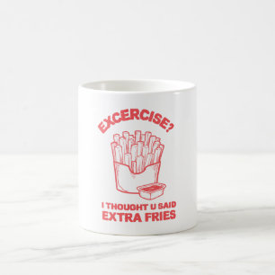 エクササイズ I thought u said extra fries - フライドポテトLOVE コーヒーマグカップ