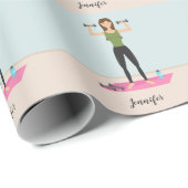 エクサビングガールイラストレーションパターン&名前をカスタムする ラッピングペーパー (ロールコーナー)