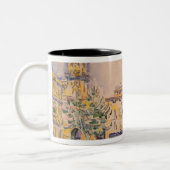 エクサンプロバンスのホテルde Villeの正方形 ツートーンマグカップ (左)