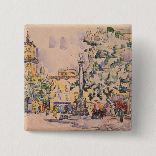 エクサンプロバンスのホテルde Villeの正方形 缶バッジ (正面)