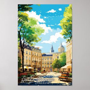 エクサンプロヴァンスフランスヴィンテージ旅行イラストレーション ポスター