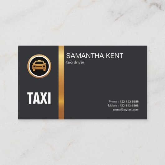 エクスエレガントクイジットブラック金ゴールドストライプタクシー 名刺 (正面)