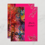 エクスカリバー明るい明るい赤紫色赤ピンク紫ホワイト 招待状 (正面/裏面)