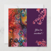 エクスカリバー明るい赤い紫の明るい赤紫色青い黄色 招待状 (正面)
