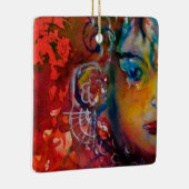 エクスカリバー、クイーンの魔法剣ファンタジー赤イエロー セラミックオーナメント (右)