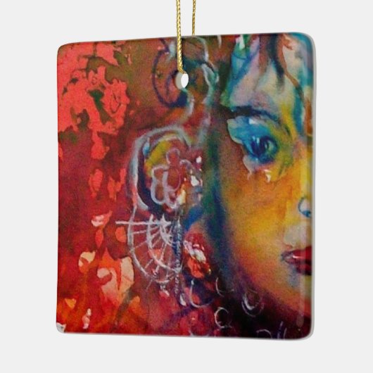 エクスカリバー、クイーンの魔法剣ファンタジー赤イエロー セラミックオーナメント (左)