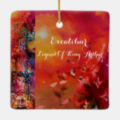 エクスカリバー、クイーンの魔法剣ファンタジー赤イエロー セラミックオーナメント (裏面)