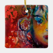 エクスカリバー、クイーンの魔法剣ファンタジー赤イエロー セラミックオーナメント (正面)