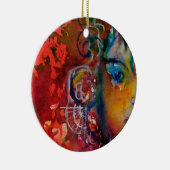 エクスカリバー、クイーンの魔法剣ファンタジー赤イエロー セラミックオーナメント (右)