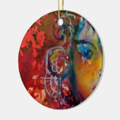 エクスカリバー、クイーンの魔法剣ファンタジー赤イエロー セラミックオーナメント (左)