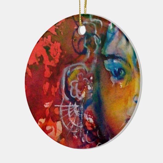 エクスカリバー、クイーンの魔法剣ファンタジー赤イエロー セラミックオーナメント (左)