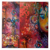 エクスカリバー、クイーンの魔法剣ファンタジー赤イエロー タイル (正面)