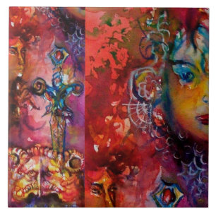 エクスカリバー、クイーンの魔法剣ファンタジー赤イエロー タイル