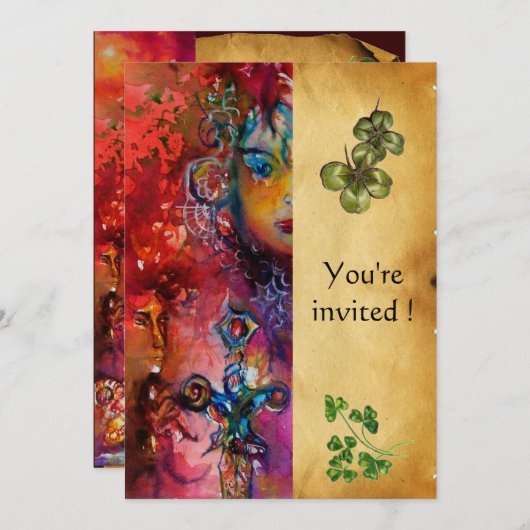 エクスカリバー , セントパトリックデーのパーティー , パーチメント 招待状 (正面/裏面)